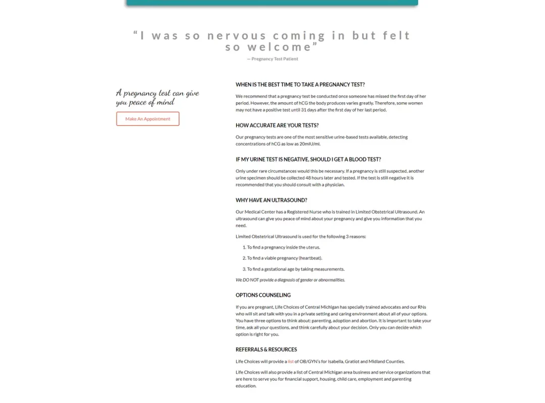 Example of a web design page created by Filla Life Media Design experts.